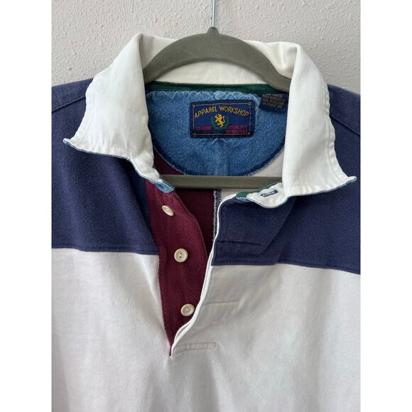 VTG Apparel Workshop Rugby Shirt Sz XXL Reinforced Elbow Y2K 80s 90s READ FLAW - Picture 3 of 8